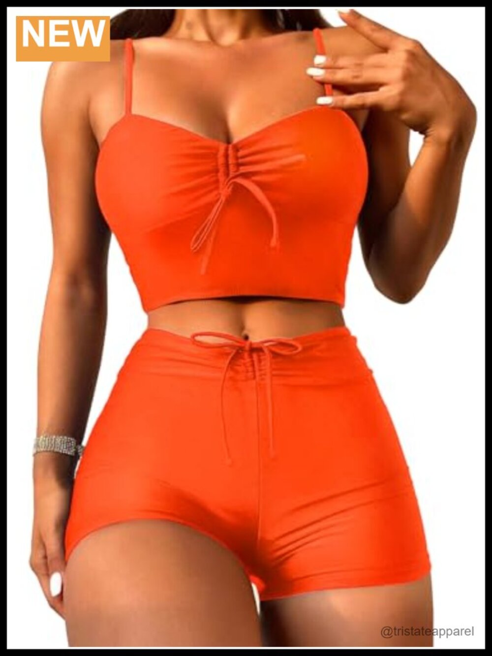 Women's Tankini Set 2 Piece High Stretch Wireless Removable Padding Drawstring